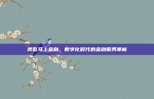 类似马上金融,数字化时代的金融服务革新