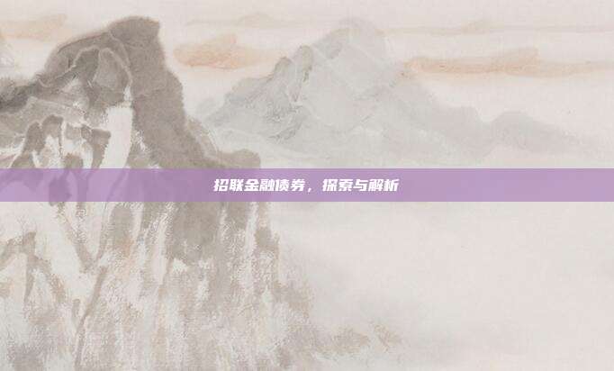 招联金融债券，探索与解析