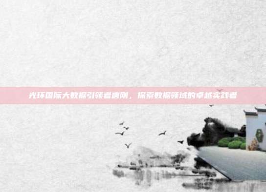 光环国际大数据引领者唐刚，探索数据领域的卓越实践者