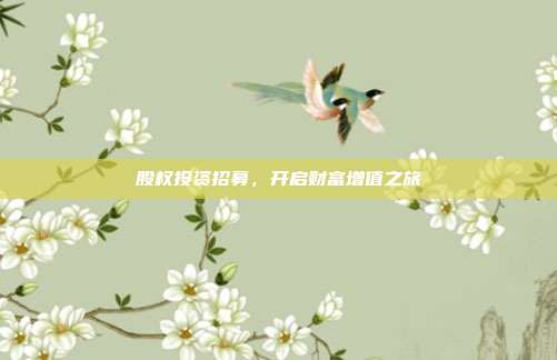 股权投资招募,开启财富增值之旅