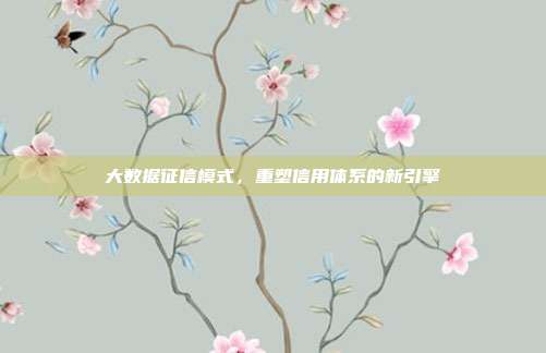 大数据征信模式，重塑信用体系的新引擎