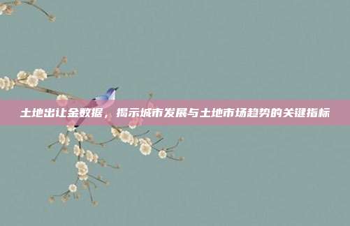 土地出让金数据，揭示城市发展与土地市场趋势的关键指标
