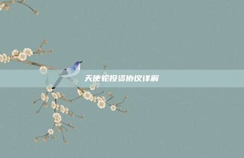 天使轮投资协议详解