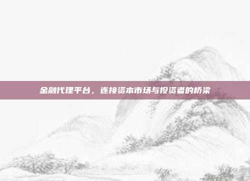 金融代理平台，连接资本市场与投资者的桥梁