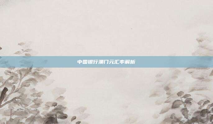 中国银行澳门元汇率解析
