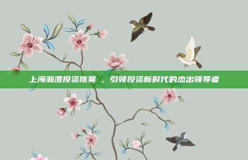 上海瀚澧投资陈昊旻，引领投资新时代的杰出领导者