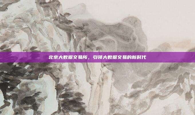 北京大数据交易所，引领大数据交易的新时代