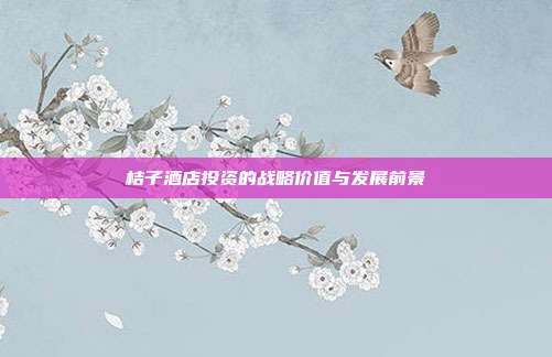 桔子酒店投资的战略价值与发展前景