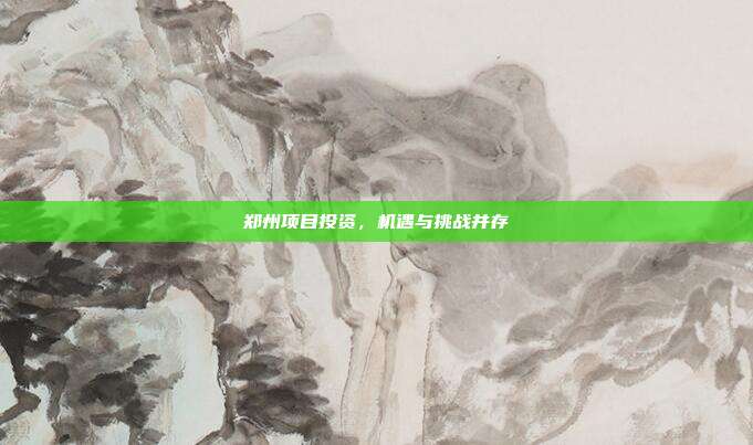 郑州项目投资，机遇与挑战并存