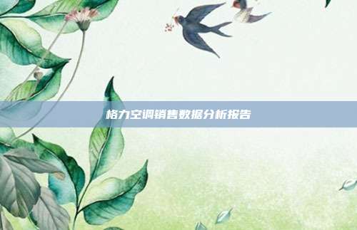 格力空调销售数据分析报告