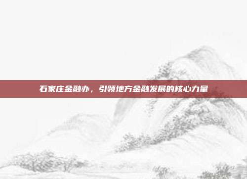 石家庄金融办，引领地方金融发展的核心力量