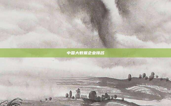 中国大数据企业排名