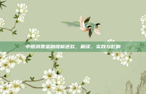中银消费金融提前还款，解读、实践与影响