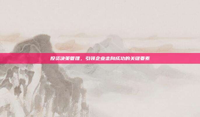 投资决策管理，引领企业走向成功的关键要素