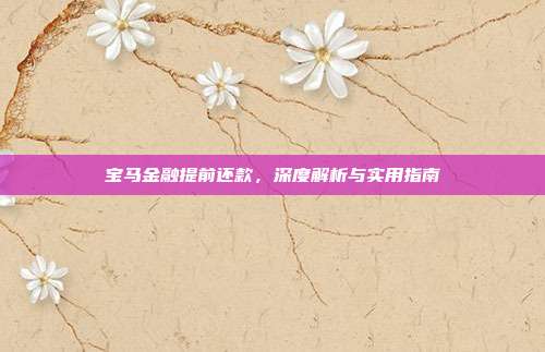 宝马金融提前还款，深度解析与实用指南