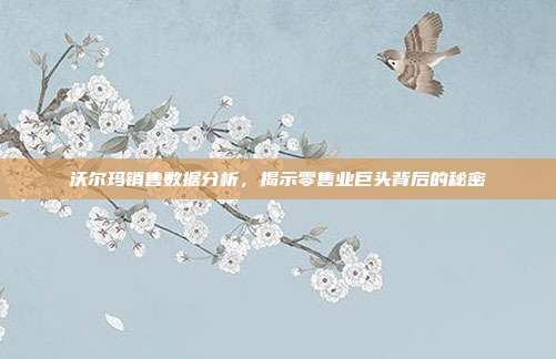 沃尔玛销售数据分析，揭示零售业巨头背后的秘密