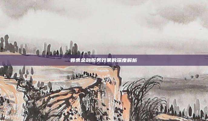 普惠金融服务效果的深度解析