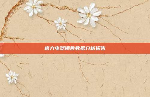 格力电器销售数据分析报告