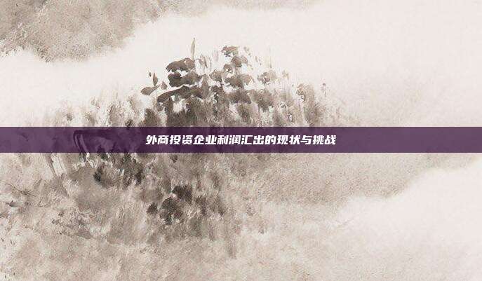 外商投资企业利润汇出的现状与挑战