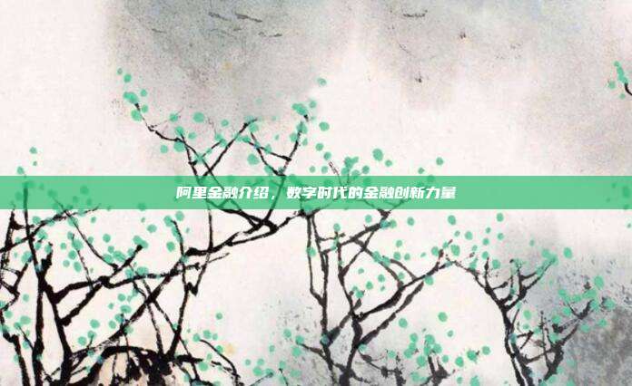 阿里金融介绍，数字时代的金融创新力量