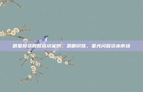 明星投资股权成功案例，慧眼识珠，星光闪耀资本市场