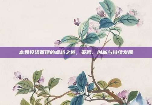 富舜投资管理的卓越之道，策略、创新与持续发展