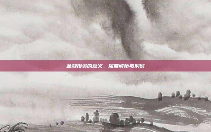 金融投资的意义，深度解析与洞察