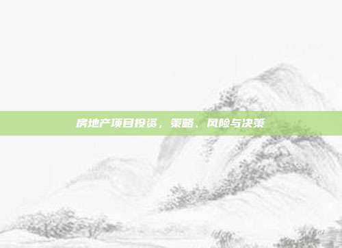 房地产项目投资，策略、风险与决策