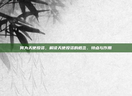 何为天使投资，解读天使投资的概念、特点与作用
