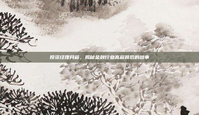 投资经理月薪，揭秘金融行业高薪背后的故事