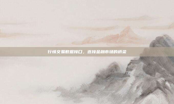 行情交易数据接口，连接金融市场的桥梁