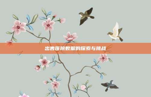 出售医院数据的探索与挑战