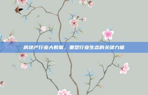 房地产行业大数据，重塑行业生态的关键力量