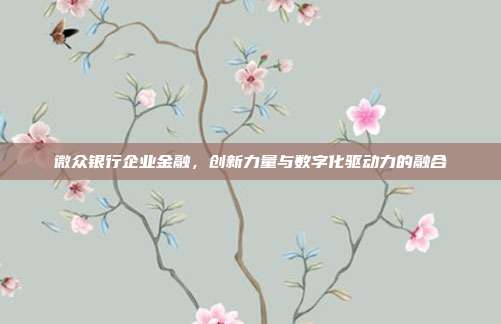 微众银行企业金融，创新力量与数字化驱动力的融合
