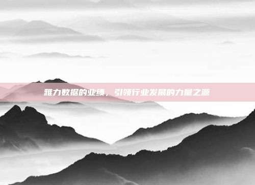 雅力数据的业绩，引领行业发展的力量之源