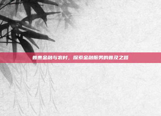 普惠金融与农村，探索金融服务的普及之路