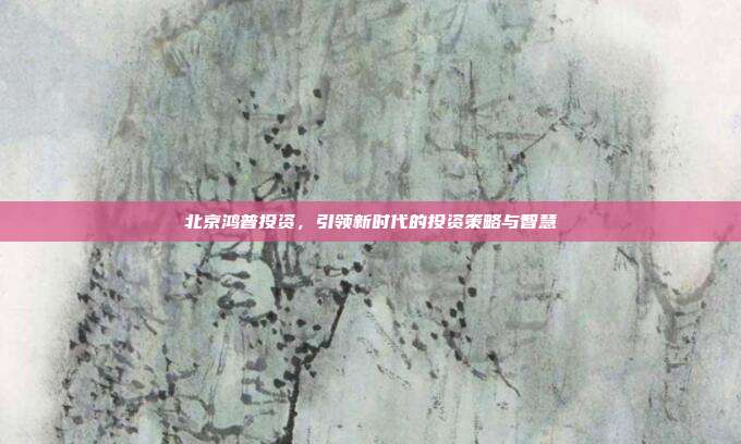 北京鸿普投资，引领新时代的投资策略与智慧