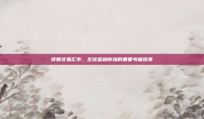 择期交易汇率，全球金融市场的重要考量因素
