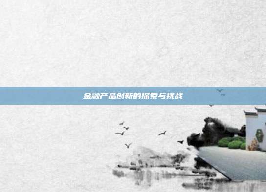 金融产品创新的探索与挑战