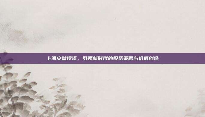 上海安益投资，引领新时代的投资策略与价值创造