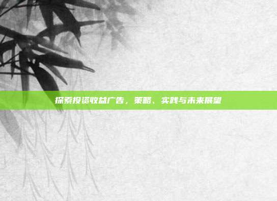 探索投资收益广告，策略、实践与未来展望
