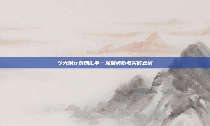 今天银行泰铢汇率—深度解析与实时观察
