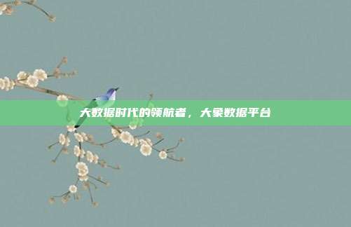 大数据时代的领航者，大象数据平台