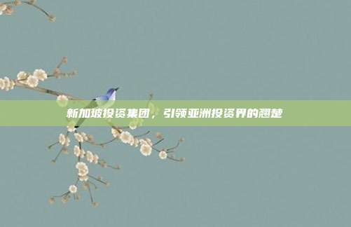 新加坡投资集团，引领亚洲投资界的翘楚