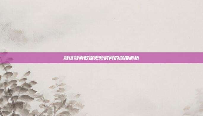 融资融券数据更新时间的深度解析