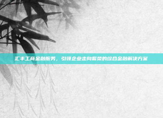 汇丰工商金融服务，引领企业走向繁荣的综合金融解决方案