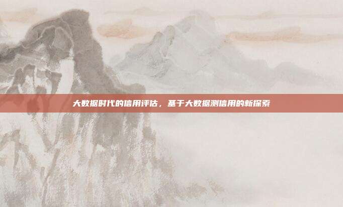 大数据时代的信用评估，基于大数据测信用的新探索