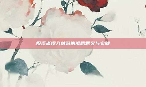 投资者投入材料的战略意义与实践