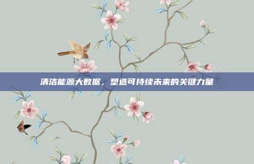清洁能源大数据，塑造可持续未来的关键力量