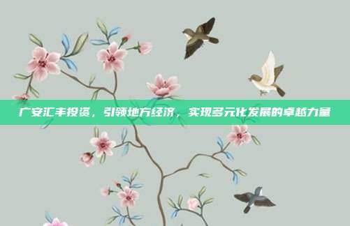 广安汇丰投资，引领地方经济，实现多元化发展的卓越力量